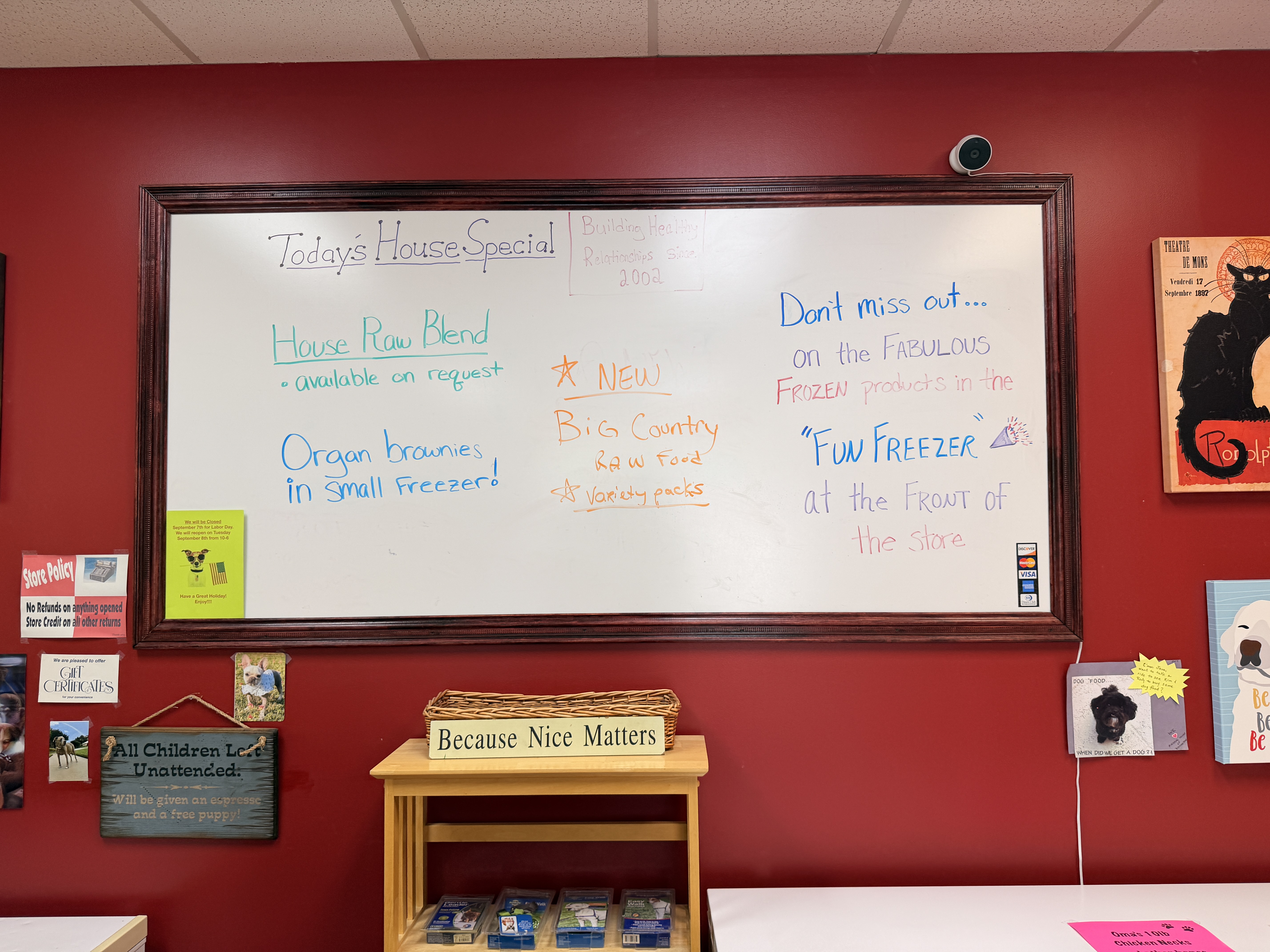 Today's house special whiteboard in the store